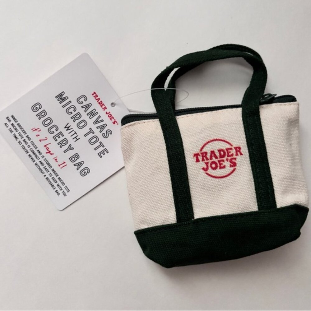 New Trader Joe's canvas micro tote with grocery b… - image 5